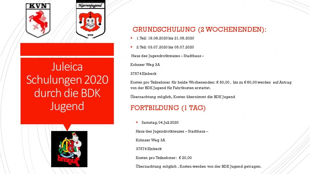 Grundschulung 2 Teil Der Juleica Schulungen 2020 Karneval